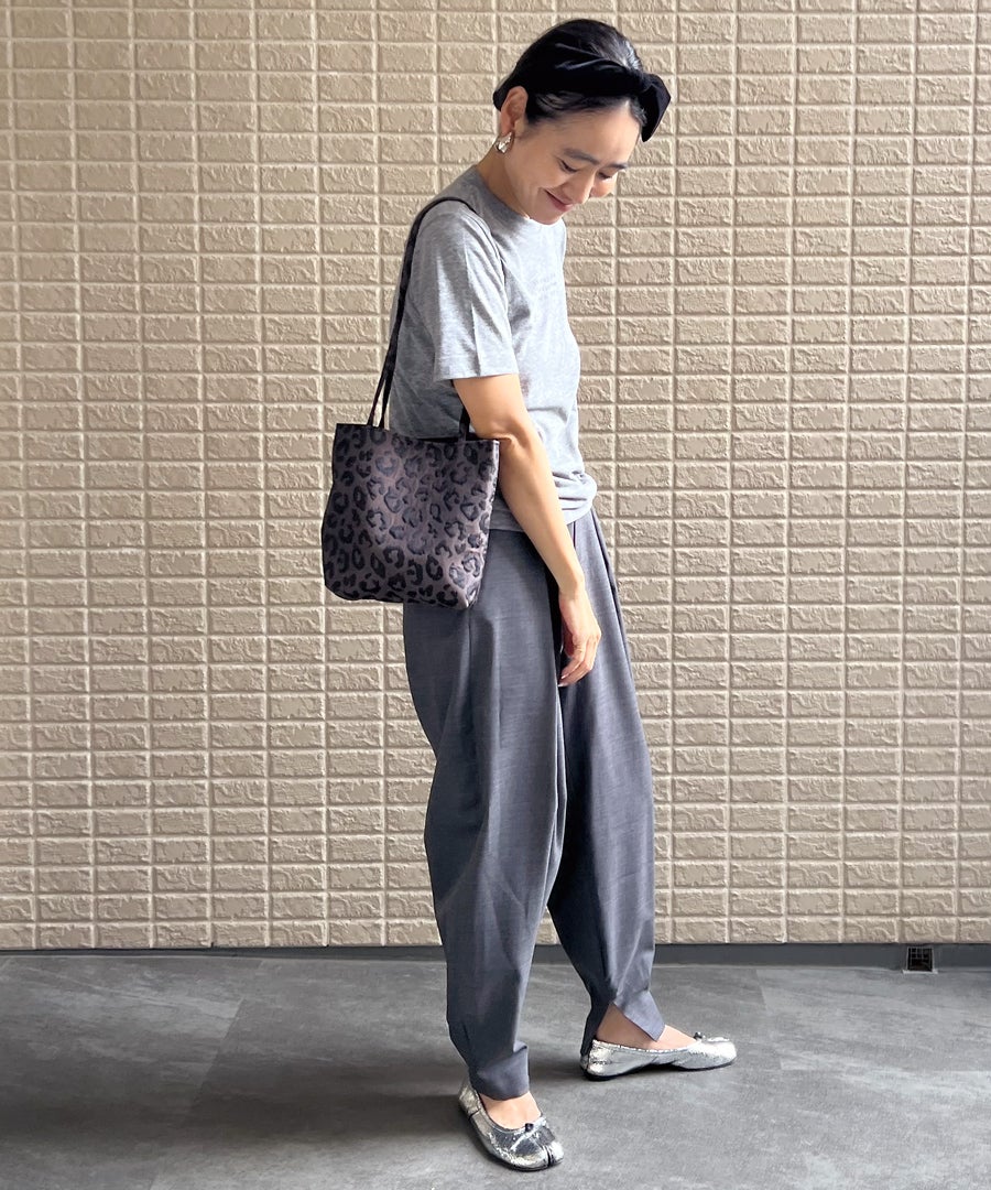 ロングハンドルトート ブラウンレオパード